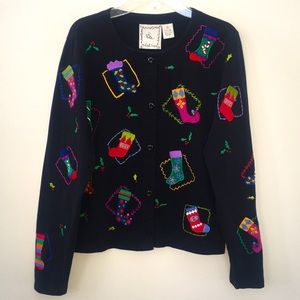 Michael Simon Lite Christmas Cardigan Sweater EUC